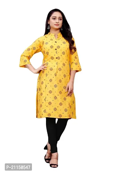 Mavenclad Women's Printed Magic Cotton Regular Fit 3/4 Sleeve Lightweight Casual Wear Feeding Kurti (B-F-105_Yellow_M)-thumb0