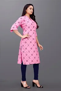 Mavenclad Women's Printed Magic Cotton Regular Fit 3/4 Sleeve Lightweight Casual Wear Feeding Kurti (B-F-103_Pink_M)-thumb4