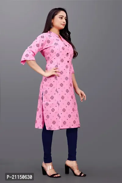 Mavenclad Women's Printed Magic Cotton Regular Fit 3/4 Sleeve Lightweight Casual Wear Feeding Kurti (B-F-103_Pink_M)-thumb5