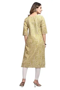 Mavenclad Women's Printed Cotton Blend Regular Fit 3/4 Sleeve Lightweight Casual Wear Feeding Kurti (B-F-124_Yellow_M)-thumb2