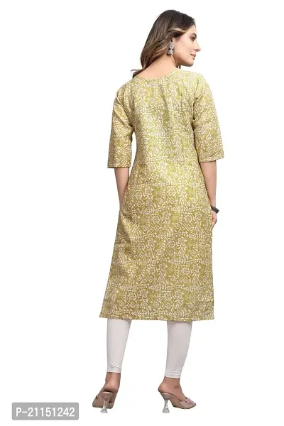 Mavenclad Women's Printed Cotton Blend Regular Fit 3/4 Sleeve Lightweight Casual Wear Feeding Kurti (B-F-124_Yellow_M)-thumb3