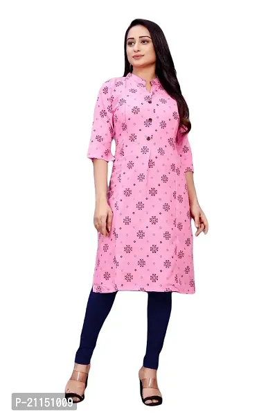 Mavenclad Women's Printed Cotton Blend Regular Fit 3/4 Sleeve Lightweight Casual Wear Feeding Kurti (B-F-157_Peach_L)-thumb0