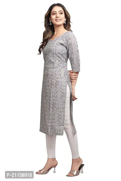 Mavenclad Women's Printed Cotton Blend Regular Fit Lightweight Casual Wear Feeding Kurti (B-F-123__M) Grey-thumb4