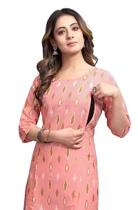 Mavenclad Women's Printed Cotton Blend Regular Fit 3/4 Sleeve Lightweight Casual Wear Feeding Kurti (B-F-226)-thumb2