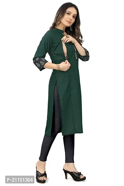 Mavenclad Women's Printed Cotton Blend Regular Fit 3/4 Sleeve Lightweight Casual Wear Feeding Kurti (R-K2-Pelan-Green-XL)-thumb5