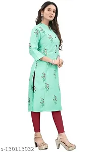 Mavenclad Women's Printed Cotton Blend Regular Fit 3/4 Sleeve Lightweight Casual Wear Feeding Kurti (B-F-106_AquaBlue_M)-thumb1