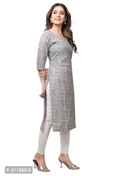 Mavenclad Women's Printed Cotton Blend Regular Fit Lightweight Casual Wear Feeding Kurti (B-F-123__M) Grey-thumb0