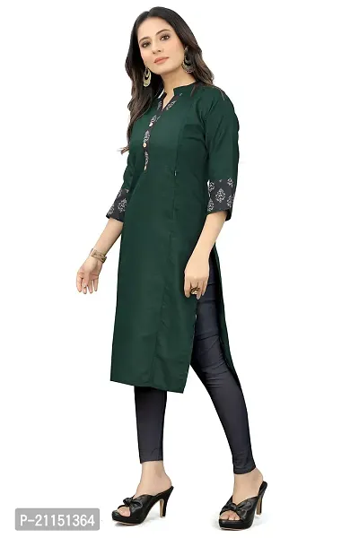 Mavenclad Women's Printed Cotton Blend Regular Fit 3/4 Sleeve Lightweight Casual Wear Feeding Kurti (R-K2-Pelan-Green-XL)-thumb3