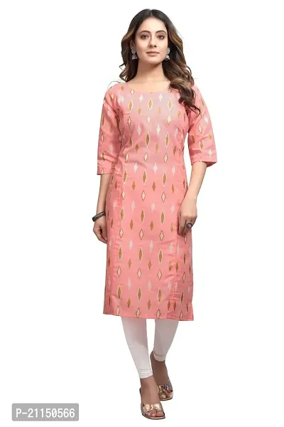 Mavenclad Women's Printed Cotton Blend Regular Fit Lightweight Casual Wear Feeding Kurti (B-F-181__XL) Peach