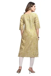 Mavenclad Women's Printed Cotton Blend Regular Fit Bell Sleeve Lightweight Casual Wear Feeding Kurti (B-F-205_Yellow_2XL)-thumb2