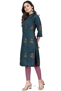 Mavenclad Women's Printed Cotton Blend Regular Fit 3/4 Sleeve Lightweight Casual Wear Feeding Kurti (R-K1-Pushapa-Blue-2XL)-thumb1