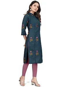 Mavenclad Women's Printed Cotton Blend Regular Fit 3/4 Sleeve Lightweight Casual Wear Feeding Kurti (B-F-107_Blue_M)-thumb2