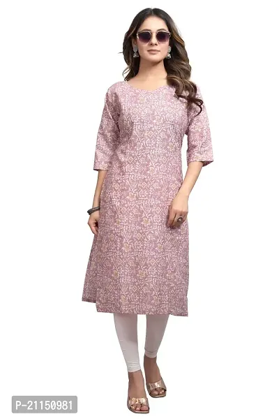 Mavenclad Women's Printed Cotton Blend Regular Fit Bell Sleeve Lightweight Casual Wear Feeding Kurti (B-F-179_Peach_XL)-thumb0