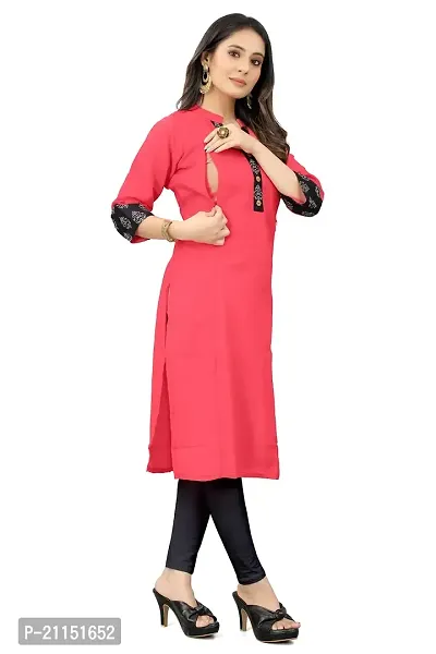 Mavenclad Women's Printed Magic Cotton Regular Fit 3/4 Sleeve Lightweight Casual Wear Feeding Kurti (R-K2-Pelan-Pink-2XL)-thumb3