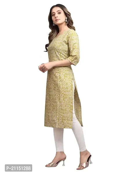 Mavenclad Women's Printed Cotton Blend Regular Fit Bell Sleeve Lightweight Casual Wear Feeding Kurti (B-F-205_Yellow_2XL)-thumb4