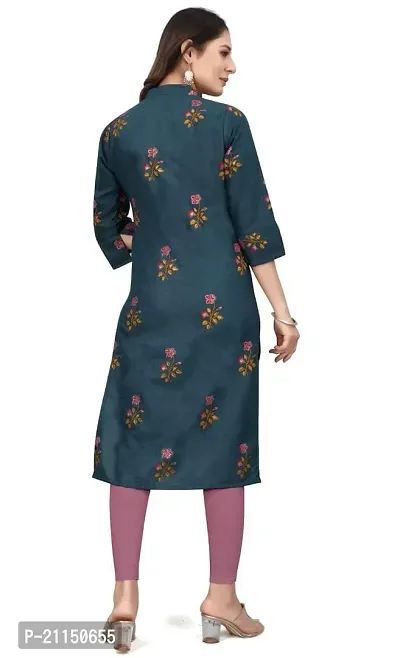 Mavenclad Women's Printed Cotton Blend Regular Fit 3/4 Sleeve Lightweight Casual Wear Feeding Kurti (B-F-107_Blue_M)-thumb5