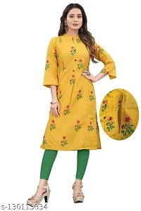 Mavenclad Women's Printed Magic Cotton Regular Fit 3/4 Sleeve Lightweight Casual Wear Feeding Kurti (B-F-163_Yellow_XL)-thumb2