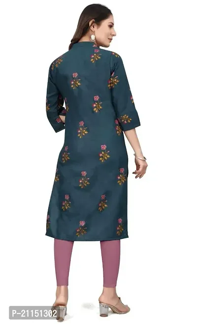 Mavenclad Women's Printed Cotton Blend Regular Fit 3/4 Sleeve Lightweight Casual Wear Feeding Kurti (R-K1-Pushapa-Blue-M)-thumb5