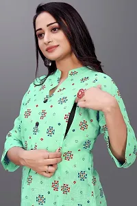 Mavenclad Women's Printed Cotton Blend Regular Fit 3/4 Sleeve Lightweight Casual Wear Feeding Kurti (B-F-158_Peach_L)-thumb2