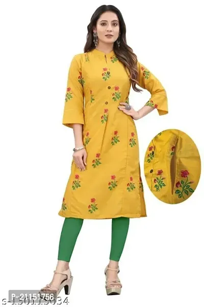 Mavenclad Women's Printed Cotton Blend Regular Fit 3/4 Sleeve Lightweight Casual Wear Feeding Kurti (B-F-219)-thumb3