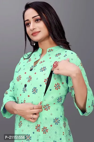 Mavenclad Women's Printed Cotton Blend Regular Fit Lightweight Casual Wear Feeding Kurti (B-F-210)-thumb3