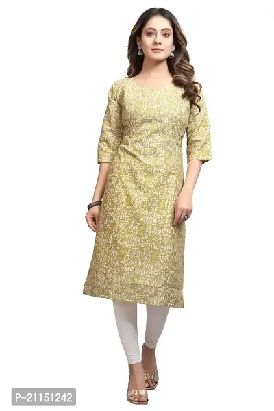 Mavenclad Women's Printed Cotton Blend Regular Fit 3/4 Sleeve Lightweight Casual Wear Feeding Kurti (B-F-124_Yellow_M)-thumb0