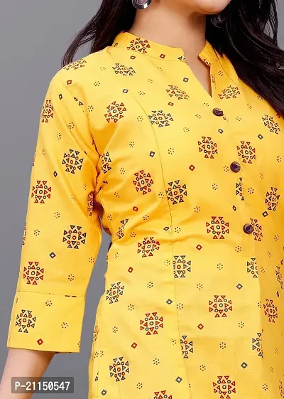 Mavenclad Women's Printed Magic Cotton Regular Fit 3/4 Sleeve Lightweight Casual Wear Feeding Kurti (B-F-105_Yellow_M)-thumb5