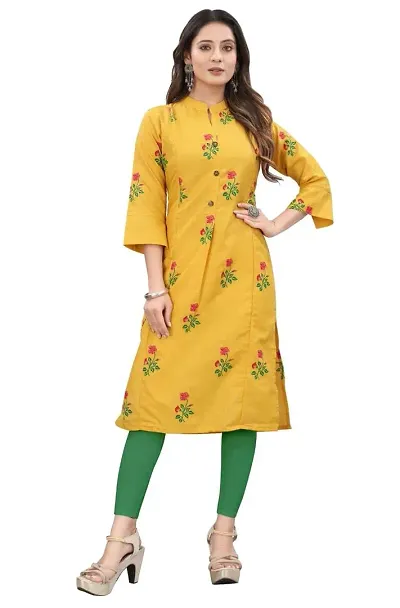 Mavenclad Women's Blend Regular Fit 3/4 Sleeve Lightweight Casual Wear Feeding Kurti (B-F-136_Blue_L)