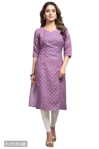 Mavenclad Women's Printed Cotton Blend Regular Fit Bell Sleeve Lightweight Casual Wear Feeding Kurti (B-F-175_Parrot_XL) Purple