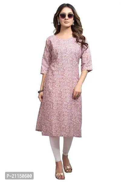 Mavenclad Women's Printed Cotton Blend Regular Fit Lightweight Casual Wear Feeding Kurti (B-F-152__L) Lightpurple-thumb0