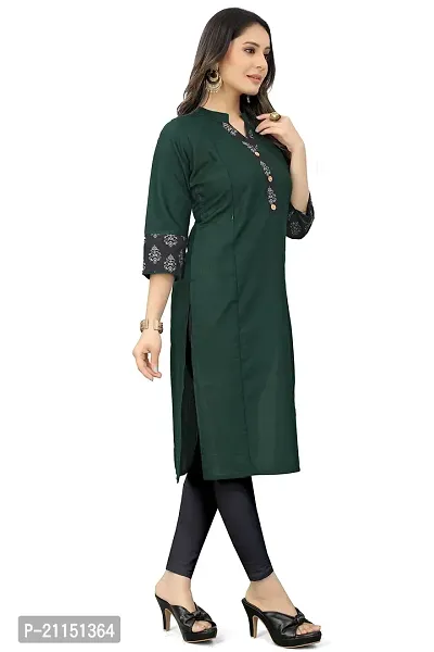 Mavenclad Women's Printed Cotton Blend Regular Fit 3/4 Sleeve Lightweight Casual Wear Feeding Kurti (R-K2-Pelan-Green-XL)-thumb4