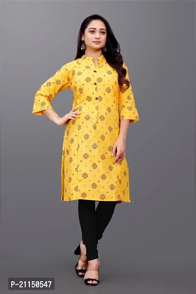 Mavenclad Women's Printed Magic Cotton Regular Fit 3/4 Sleeve Lightweight Casual Wear Feeding Kurti (B-F-105_Yellow_M)-thumb4