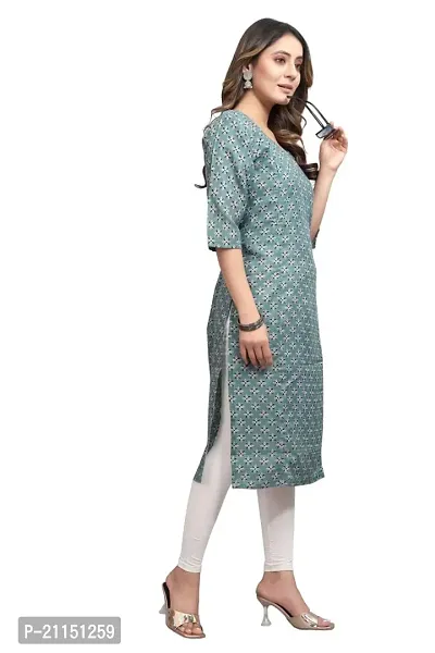 Mavenclad Women's Printed Cotton Blend Regular Fit Bell Sleeve Lightweight Casual Wear Feeding Kurti (B-F-146_Parrot_L) LightBlue-thumb4