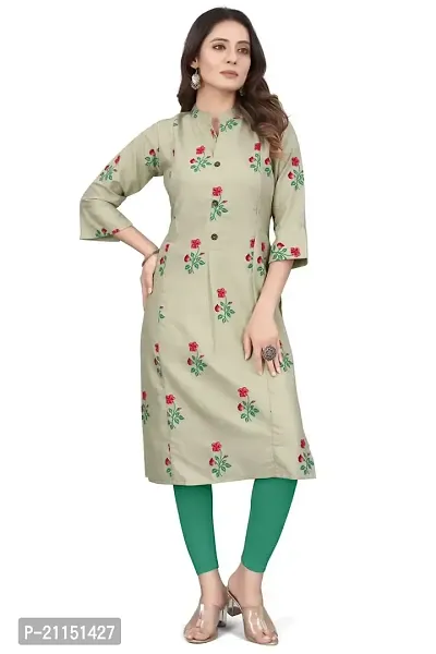 Mavenclad Women's Printed Cotton Blend Regular Fit 3/4 Sleeve Lightweight Casual Wear Feeding Kurti (B-F-108__M) Grey