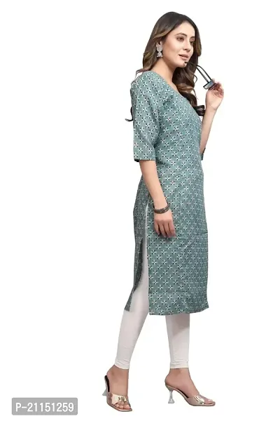 Mavenclad Women's Printed Cotton Blend Regular Fit Bell Sleeve Lightweight Casual Wear Feeding Kurti (B-F-146_Parrot_L) LightBlue-thumb2