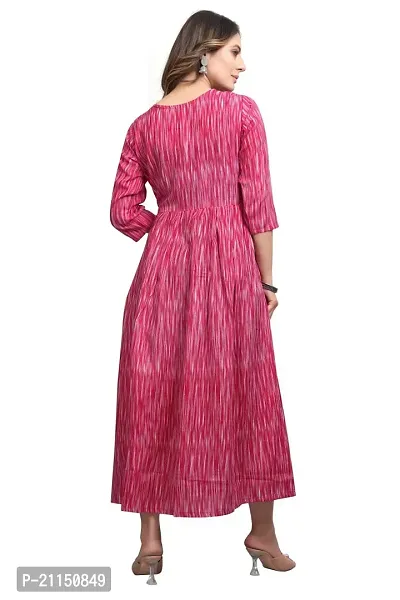 Mavenclad Women's Printed Cotton Blend Regular Fit 3/4 Sleeve Lightweight Casual Wear Feeding Kurti (B-F-128_Peach_M)-thumb5