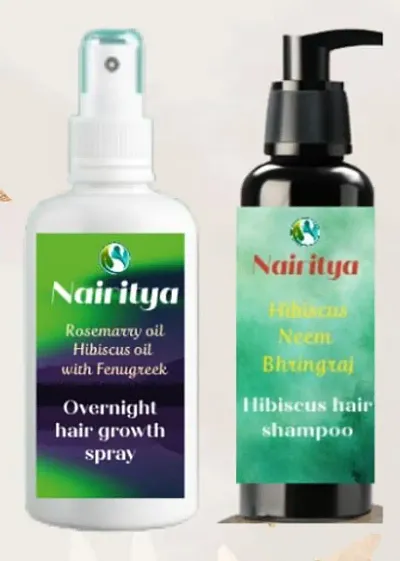 Pack Of 2 Nairitya Over Night Hair Growth Spray Hibiscus Hair Shampoo 100G