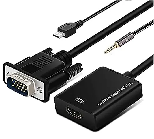 Microware Vga To Hdmi Adapter With Audio Pc Vga Source Output To Tv Monitor With Hdmi Connector 1080P Male Vga (Pack Of 1)