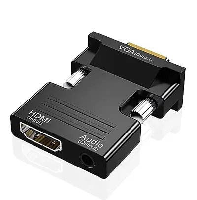 Hdmi To Vga Adapter, Hdmi To Vga Audio Output Cable Computer Set-Top Box Converter Connector Adapter For Laptop, Pc, Monitor, Projector, Hdtv, Chromebook, Roku, Xbox(3.5Mm Stereo Cable Included)