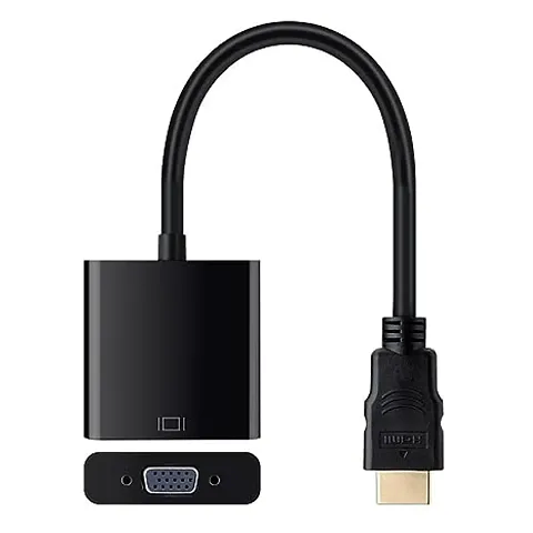 Microware Hdmi Microware Hdmi Male To Vga Female Cable 1080P Full Hd With Audio Aux Converter Adapter For Laptops - Black