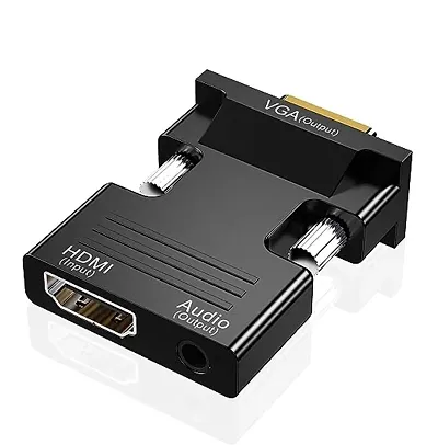 Microware Hdmi Female To Vga Male Converter + Audio Adapter Support 1080P Signal Output