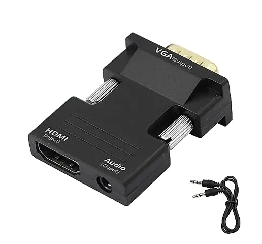 Hdmi To Vga Adapter With Audio 1080P Hdmi Female To Vga Male Converter Adapter 3.5Mm Audio Cable For Tv Stick, Roku, Laptop, Pc, Projector, Tv, Monitor, Digital Camera, Etc
