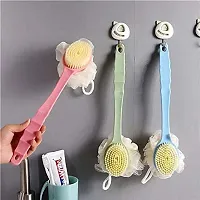 2 in 1 Plastic Loofah Bath Scrub Brush with Handle-thumb1