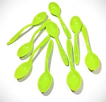 Plastic Spoon For Lunch Dinner Ice Cream Green Pack Of 12-thumb1