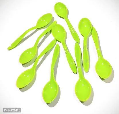 Plastic Spoon For Lunch Dinner Ice Cream Green Pack Of 12-thumb2