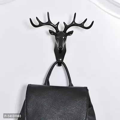 Plastic Deer Head Wall Hanging Hook For Home Office Black Pack Of 1-thumb2