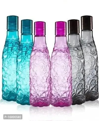 Fridge Water bottles, 1 liter bBottles for Fridge Transparent Ideal for Kitchen, Office, Sports, School, Travelling, Gym Water Bottle with Leak Proof Cap-Multicolor(6 Pcs)