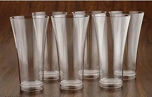Plastic Stylish Glass for Water, Juice and Wine, Transparent Serving Glass For Kitchen, Office-Clear(6 Pcs)-thumb2