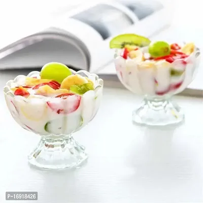 Plastic Unbreakable Fancy Dessert Ice-Cream Bowl, Sweet Dish Serving Set, Pudding Cup Bowls 200 ml-Clear(Pack of 6)-thumb2