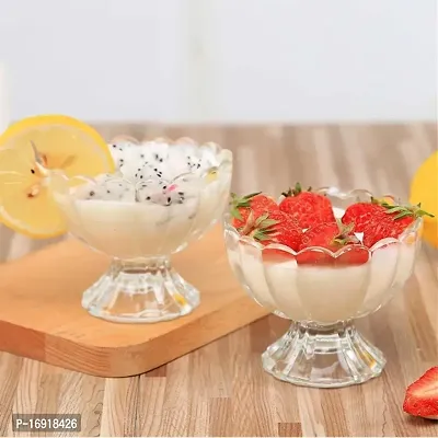 Plastic Unbreakable Fancy Dessert Ice-Cream Bowl, Sweet Dish Serving Set, Pudding Cup Bowls 200 ml-Clear(Pack of 6)-thumb5